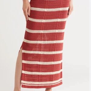 Vero Moda Striped Crochet Midi Skirt Small